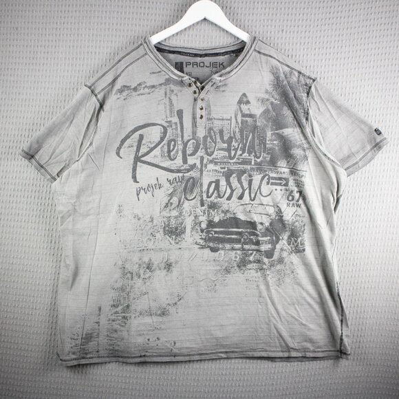 4XL Projek Raw Grunge Tee Mens Grey Y2K - Picture 2 of 8